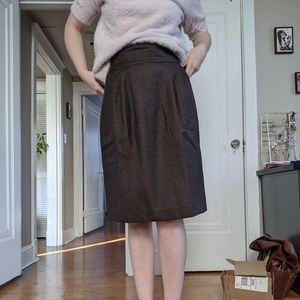 Vintage brown 100% wool high waisted skirt - 12